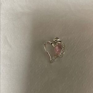 Beautiful Brilliant Gold Tone with Citrine & Clear Stones Heart Shaped Pendant.